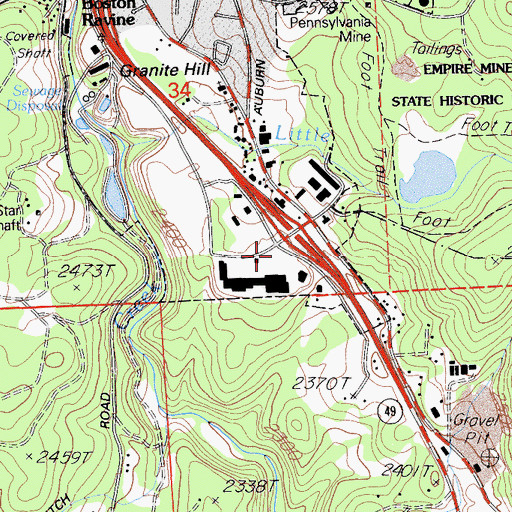 Topographic Map of Grass Valley Service Center Heliport, CA