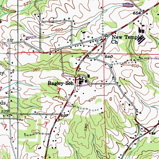 Topographic Map of Bagley Junior High School, AL