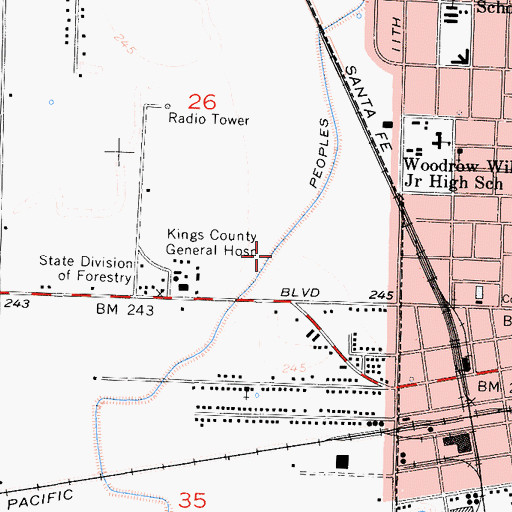 Topographic Map of Hanford Community Medical Center Helistop, CA