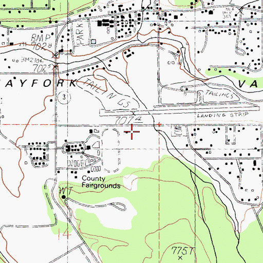 Topographic Map of Hayfork Airport, CA