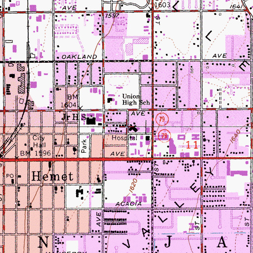 Topographic Map of Hemet Valley Hospital Helistop, CA