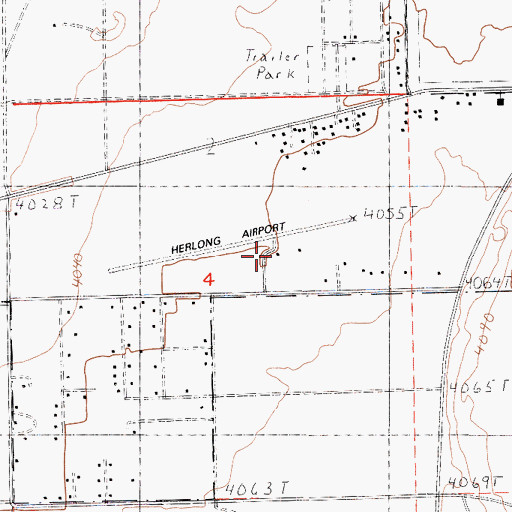 Topographic Map of Herlong Airport, CA