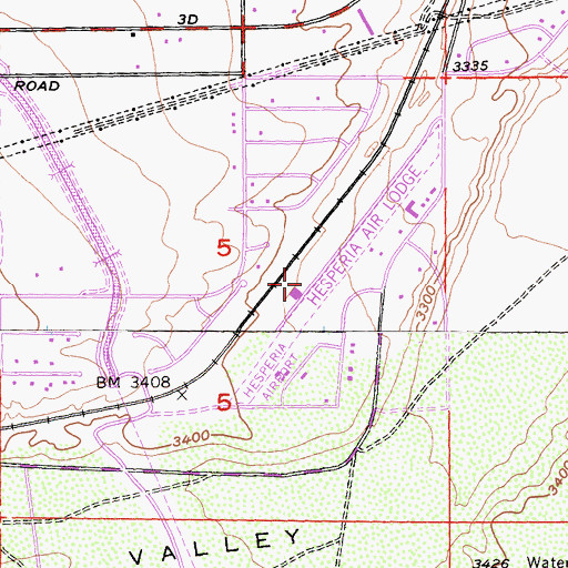 Topographic Map of Hesperia Airport, CA