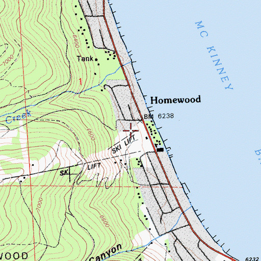 Topographic Map of Homewood Seaplane Base, CA