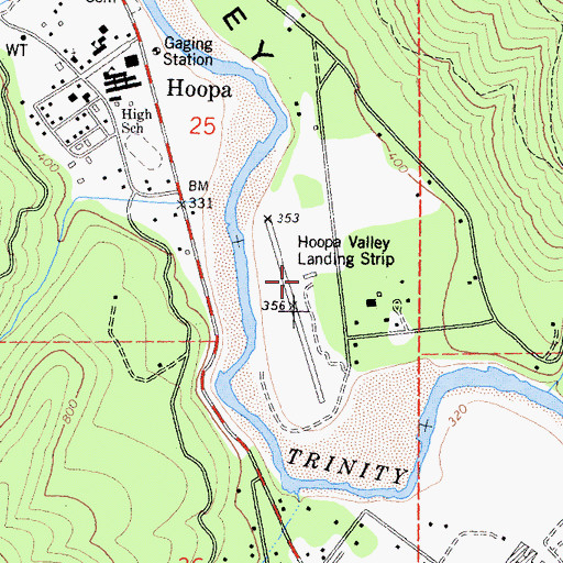 Topographic Map of Hoopa Airport, CA