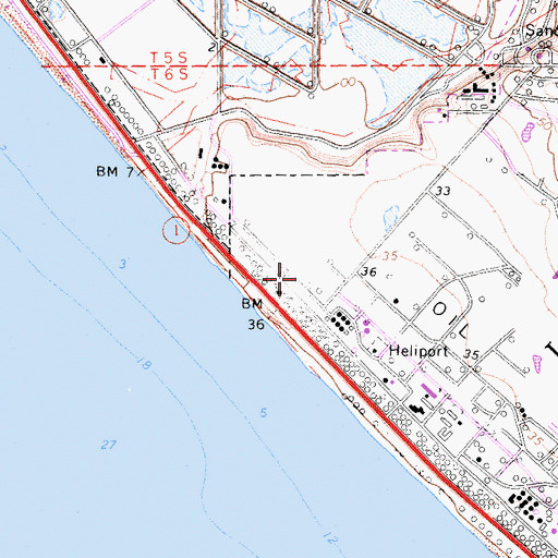 Topographic Map of Shell Western E and P Incorporated Heliport, CA
