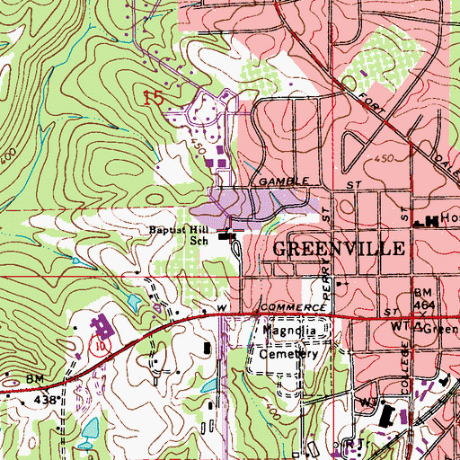 Topographic Map of Baptist Hill Elementary School, AL