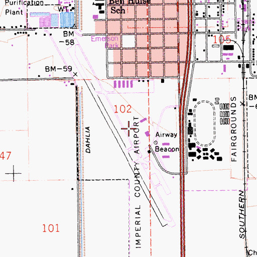 Topographic Map of Imperial County Airport, CA