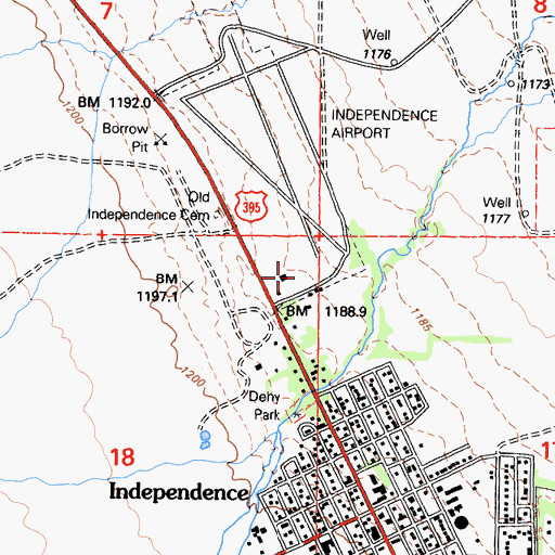 Topographic Map of Independence Airport, CA