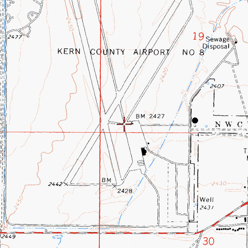 Topographic Map of Inyokern Airport, CA