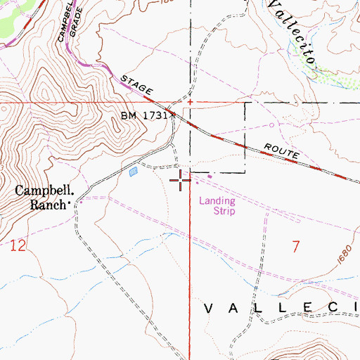 Topographic Map of Rancho Vallecito Airport, CA