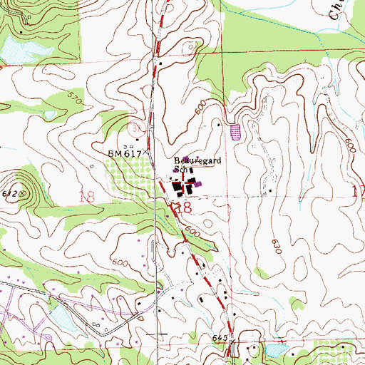 Topographic Map of Beauregard High School, AL