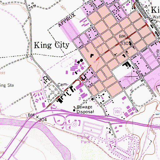 Topographic Map of Mee Memorial Hospital Heliport, CA