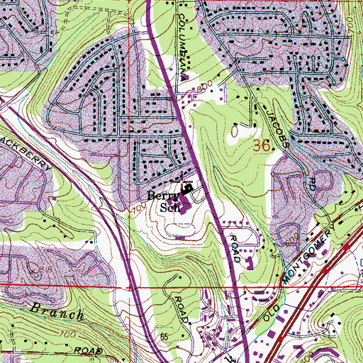 Topographic Map of Berry High School, AL