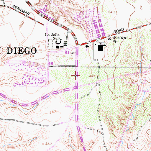 Topographic Map of The Plaza La Jolla Village Heliport, CA