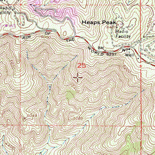 Topographic Map of MH15 Heaps Peak-US Forest Service Heliport, CA