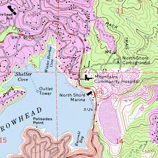 Topographic Map of Mountains Community Hospital Heliport, CA