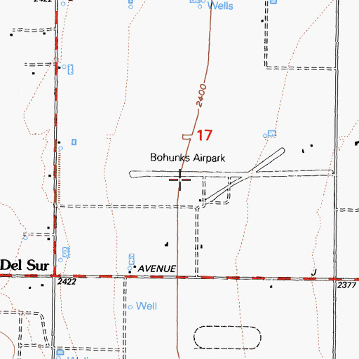 Topographic Map of Bohunk's Airpark, CA