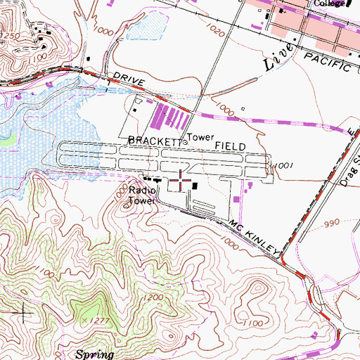 Topographic Map of Brackett Field, CA