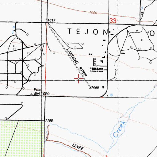 Topographic Map of Tejon Ag Airport, CA