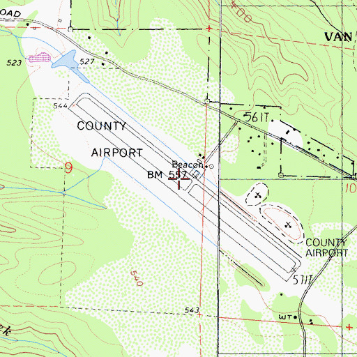 Topographic Map of Little River Airport, CA