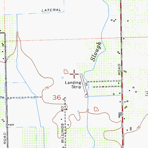 Topographic Map of Bowles Airport, CA
