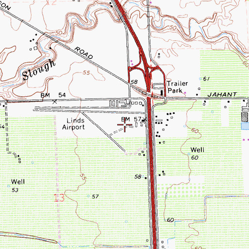 Topographic Map of Lodi Airport, CA
