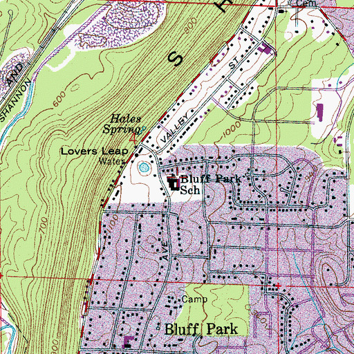 Topographic Map of Bluff Park Elementary School, AL