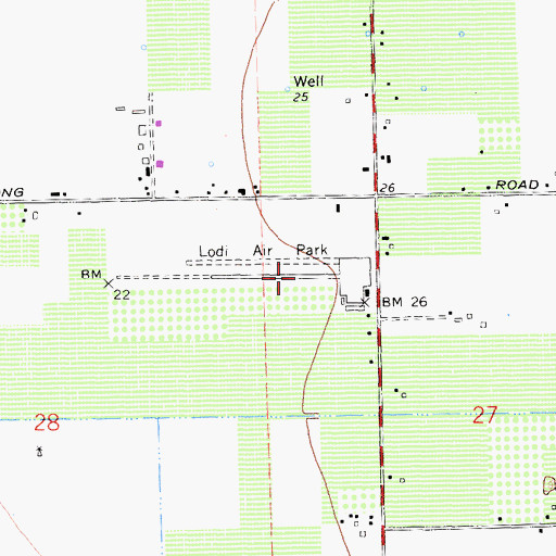 Topographic Map of Lodi Airpark, CA