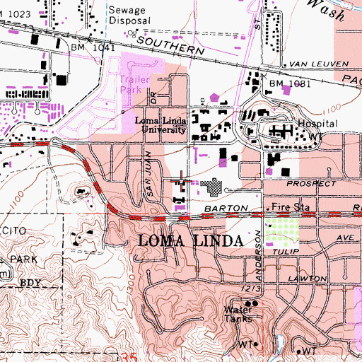 Topographic Map of Loma Linda University Medical Center Heliport, CA