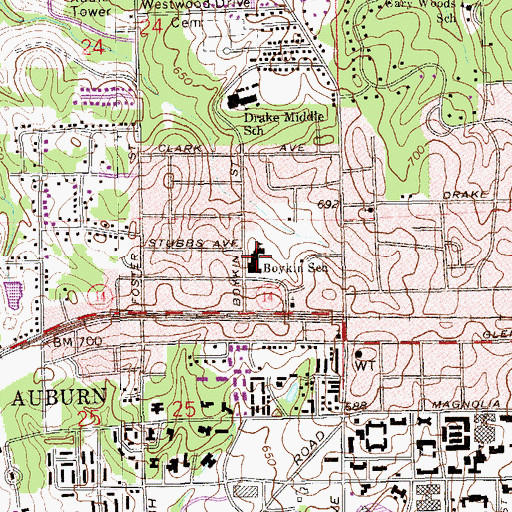 Topographic Map of Boykin Middle School, AL