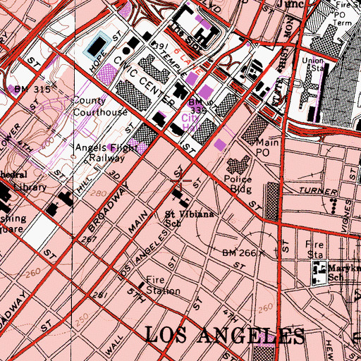 Topographic Map of Hotel New Otani Los Angeles Heliport, CA
