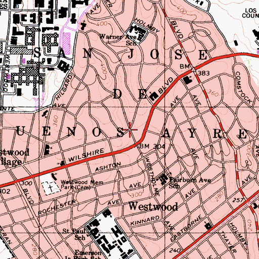 Topographic Map of The Wilshire Thayer Heliport, CA