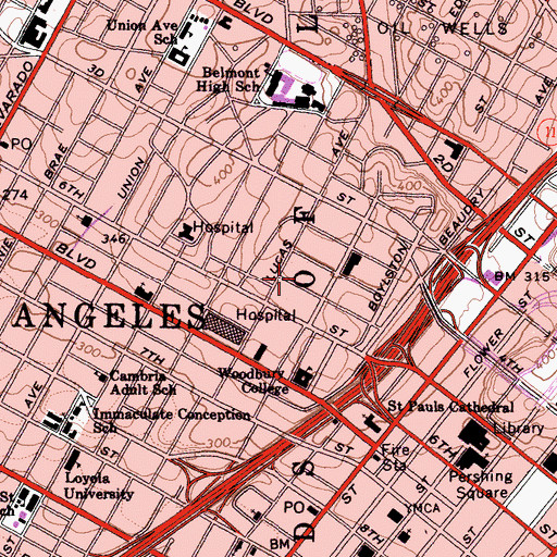 Topographic Map of Pacific Bell Heliport, CA