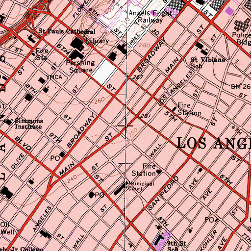 Topographic Map of Pacific Electric Building Heliport, CA
