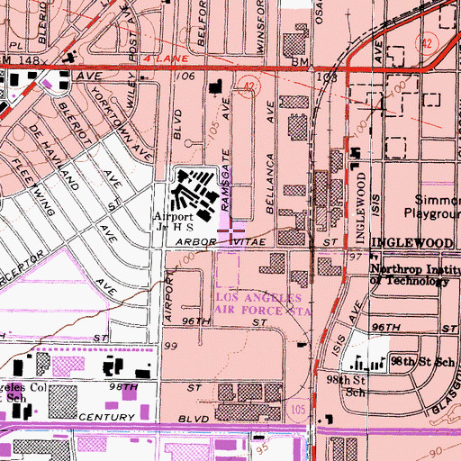 Topographic Map of Merle Norman Cosmetics Building 3 Heliport, CA