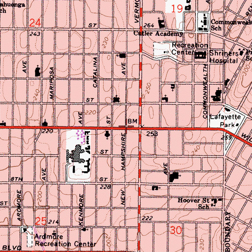 Topographic Map of Operating Engineers Pension Trust Building Heliport, CA