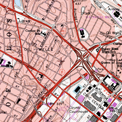 Topographic Map of B of A's Data Center Heliport, CA