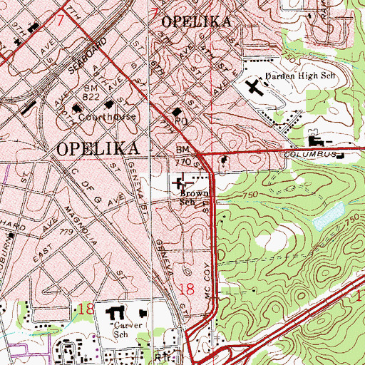 Topographic Map of Miriam Brown Elementary School, AL