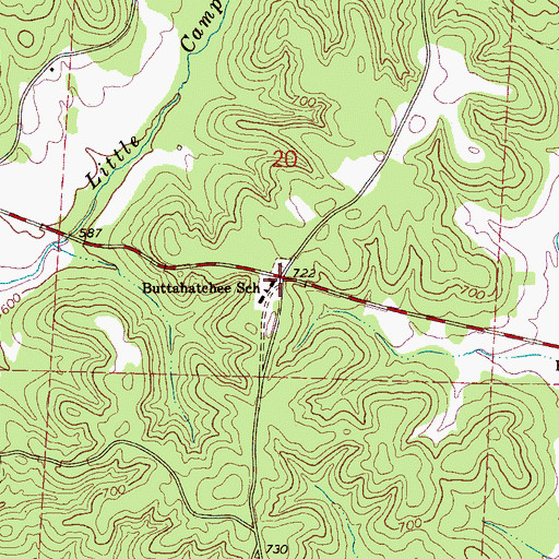 Topographic Map of Buttahatchee Junior High School, AL