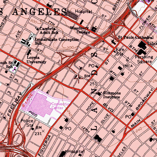 Topographic Map of International Tower Heliport, CA