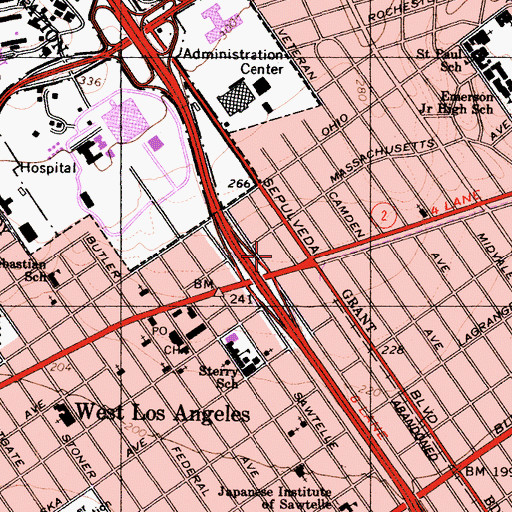 Topographic Map of Westwood Gateway Heliport, CA