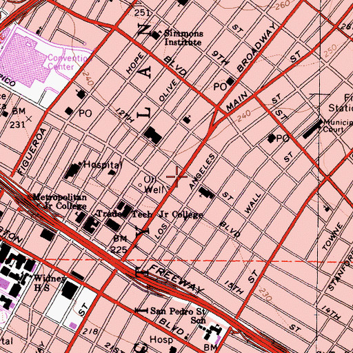 Topographic Map of Chase Plaza Heliport, CA