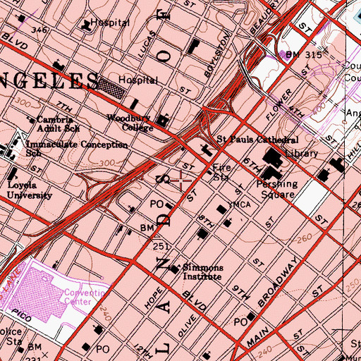 Topographic Map of K and T 660 Figueroa Partners Heliport, CA