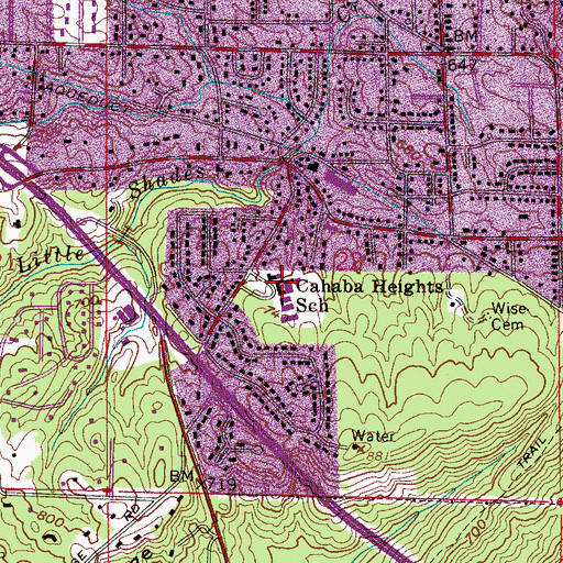 Topographic Map of Cahaba Heights Elementary School, AL