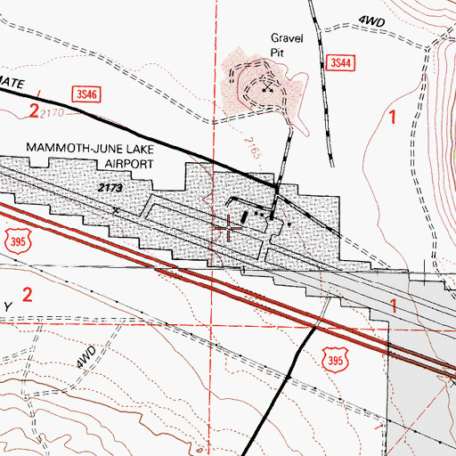 Topographic Map of Mammoth Yosemite Airport, CA