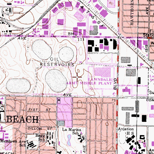 Topographic Map of TRW-Manhattan Beach Heliport, CA