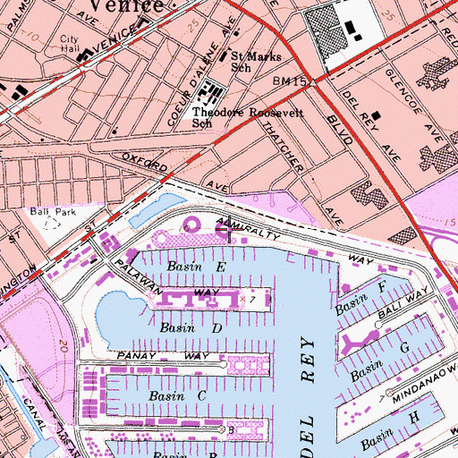 Topographic Map of The Ritz-Carlton Hotel Company Heliport, CA