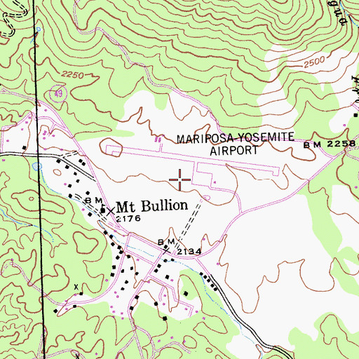 Topographic Map of Mariposa-Yosemite Airport, CA