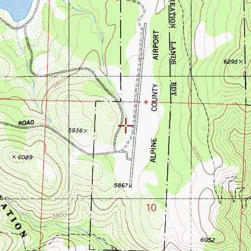 Topographic Map of Alpine County Airport, CA